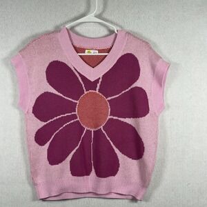 Epic Threads Big Girls Flower Sweater Vest Pink Size Large 14/16 NWOT